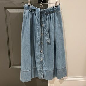 Abercrombie & Fitch Chambray Denim Midi Skirt